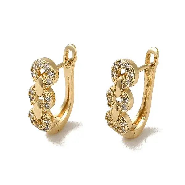 Brass Micro Pave Cubic Zirconia Hoop Earring
