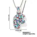 Brass Pave Colorful Cubic Zirconia Letter Pendant Box Chain Necklaces