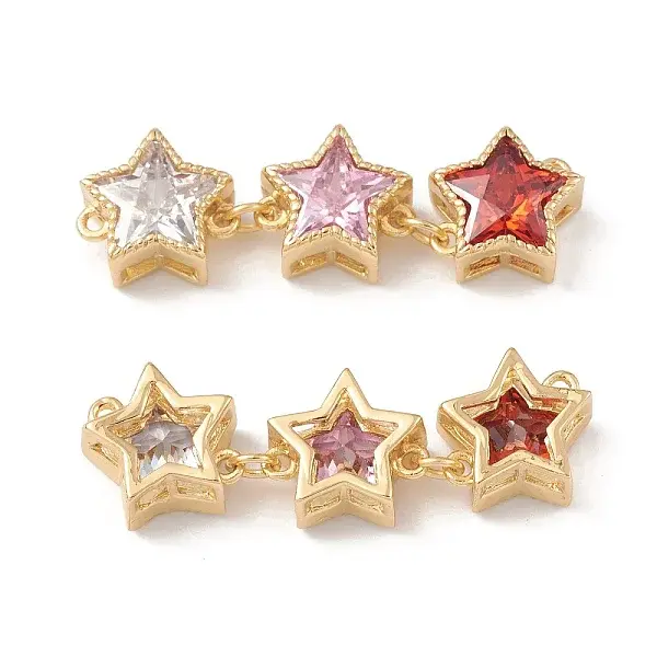 Rack Plating Brass Cubic Zirconia Connector Charms