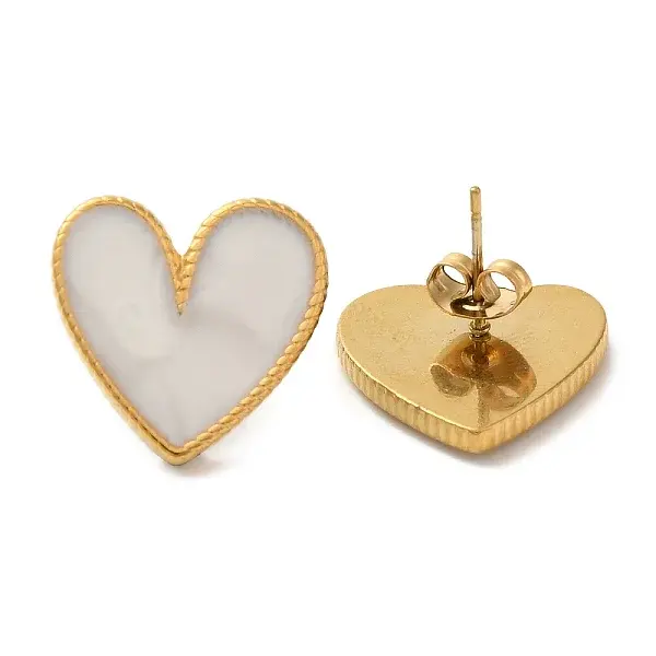 Ion Plating(IP) 304 Stainless Steel Heart Stud Earrings