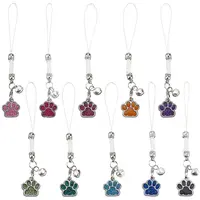20Pcs 10 Style Paw Print Alloy Enamel Mobile Straps
