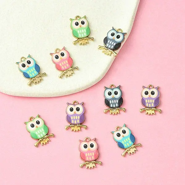 10Pcs 5 Colors Printed Alloy Pendants