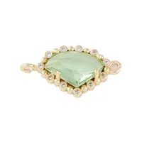 Golden Plated Brass Pave Clear Cubic Zirconia Connector Charms