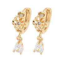 Brass Micro Pave Clear Cubic Zirconia Hoop Earrings