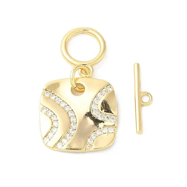 Brass Micro Pave Clear Cubic Zirconia Toggle Clasps