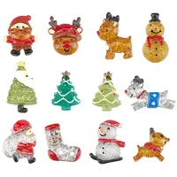 24Pcs 12 Styles Christmas Theme Transparent Resin Cabochons