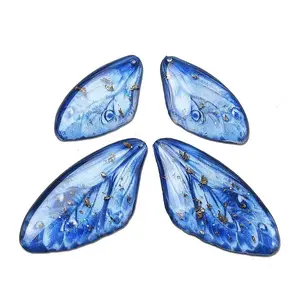 4Pcs Transparent Epoxy Resin Butterfly Wings Pendants