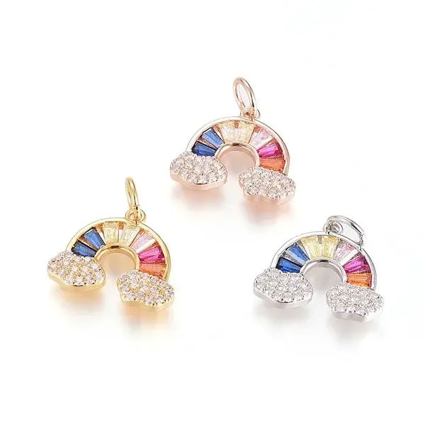 Brass Micro Pave Cubic Zirconia Pendants
