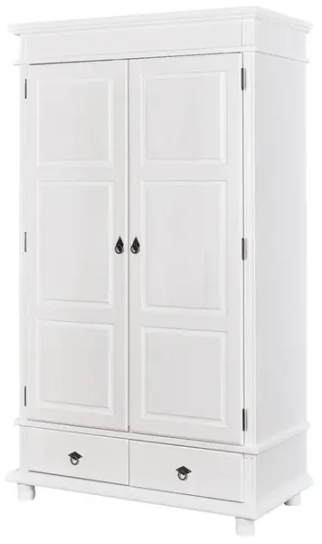 Dvoudveřová šatní skříň z masivu oldie - bílá