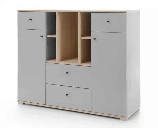 Komoda baxter - šedá, dub biscuit