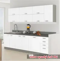 Kuchyňská linka, základní sestava, šedá vysoký lesk / krémová vysoký