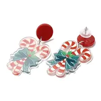Christmas Acrylic Dangle Stud Earrings with 304 Stainless Steel Pin for Women