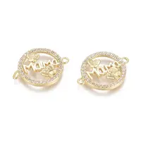 Brass Micro Pave Clear Cubic Zirconia Links connectors