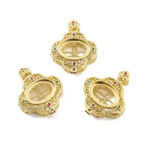 Rack Plating Brass Micro Pave Cubic Zirconia Locket Pendants