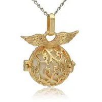 Golden Tone Brass Hollow Round Cage Pendants