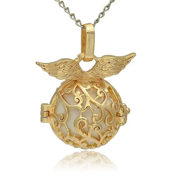 Golden Tone Brass Hollow Round Cage Pendants