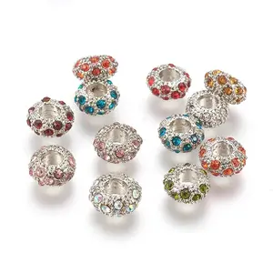 Alloy Rhinestone European Beads