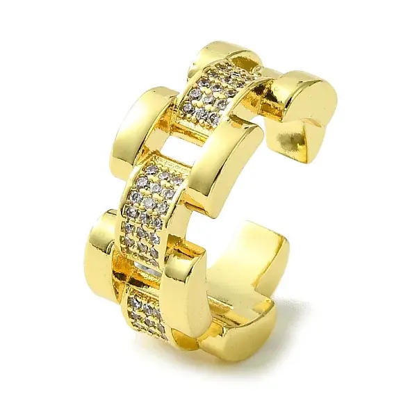 Brass Micro Pave Cubic Zirconia Open Cuff Rings