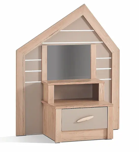 Noční stolek se zrcadlem boom - dub colorado/šedá