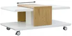 Konferenční stolek na kolečkách tybalt - bílá/dub
