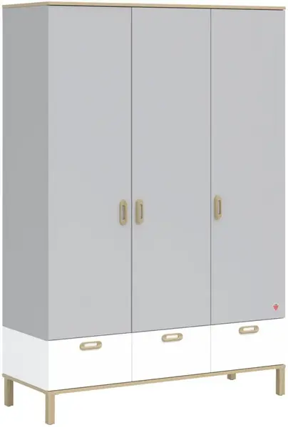 Šatní skříň 3d simba - šedá/bílá/dub