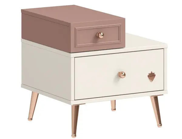 Noční stolek beauty - béžová/růžová