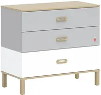 Šuplíková komoda simba - šedá/bílá/dub