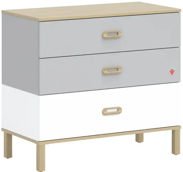 Šuplíková komoda simba - šedá/bílá/dub
