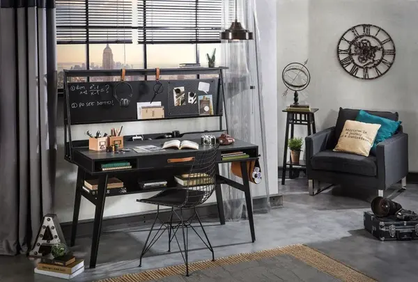 Studentský pracovní kout nebula - černá/šedá