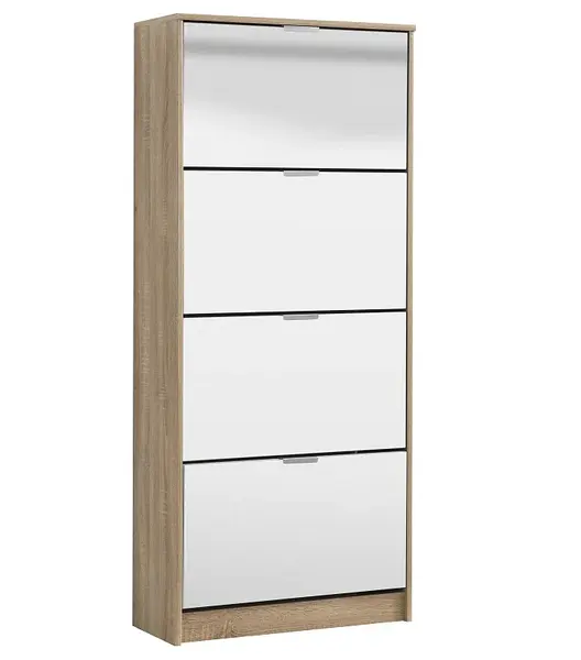 Výklopný botník 4-dvířkový se zrcadlem vincent - dub sonoma