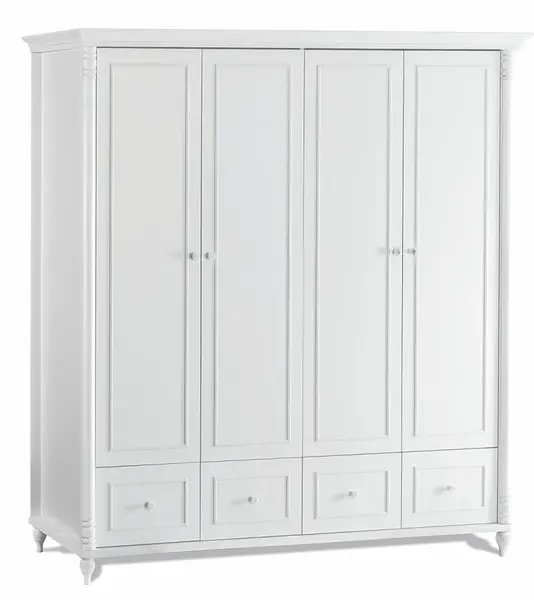 Kombinovaná šatní skříň 4d s osvětlením luxor - bílá