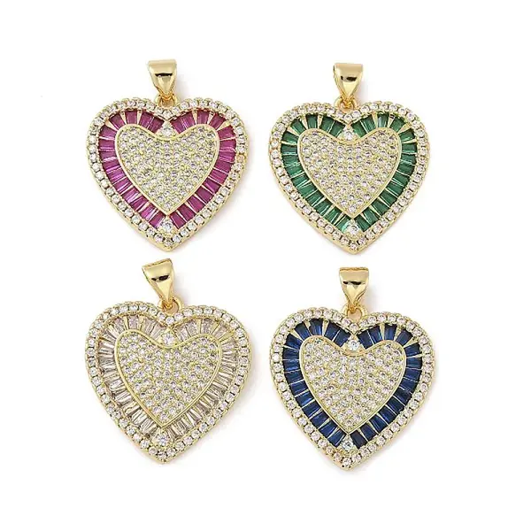 Brass Micro Pave Cubic Zirconia Pendants