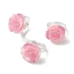Glitter Powder Rose Resin Finger Rings
