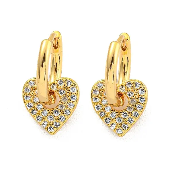 Brass Micro Pave Clear Cubic Zirconia Hoop Earrings for Women