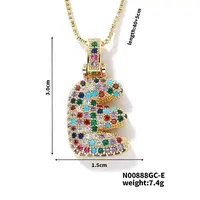 Brass Pave Colorful Cubic Zirconia Letter Pendant Box Chain Necklaces