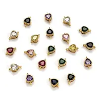 Real 18K Gold Plated Brass Micro Pave Cubic Zirconia Links Connectors