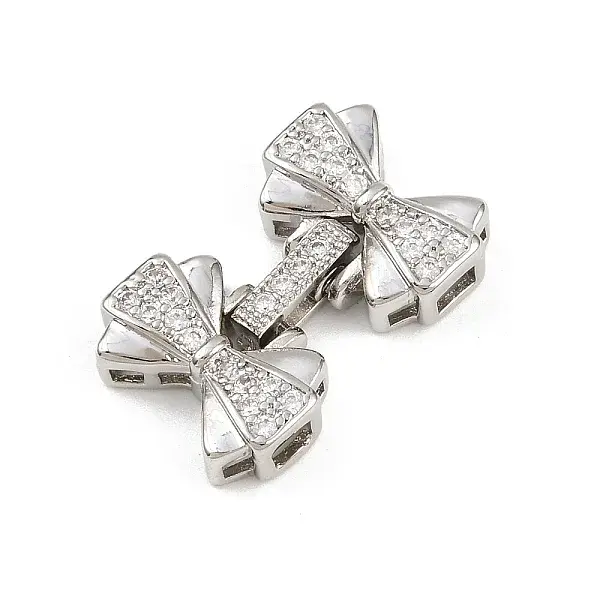 Brass Micro Pave Clear Cubic Zirconia Fold Over Clasps