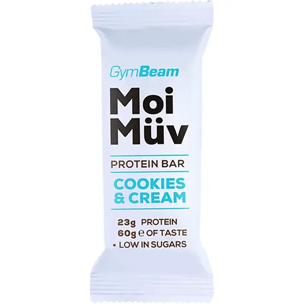 GymBeam MoiMüv Protein Bar proteinová tyčinka příchuť Cookies & Cream 60 g