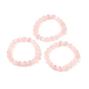 Round Natural Selenite Beaded Stretch Bracelets