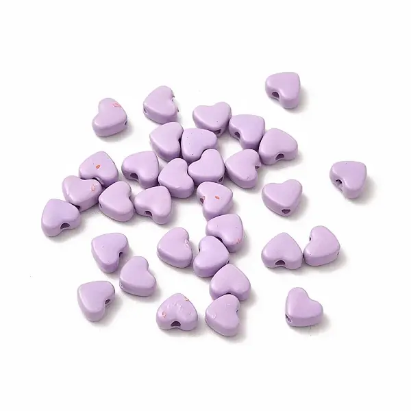 Heart Spray Painted Alloy Beads