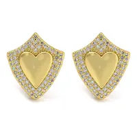 Rack Plating Brass Micro Pave Clear Cubic Zirconia Stud Earrings