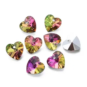 Heart Electroplated Glass Charms
