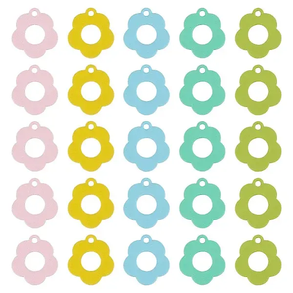 40Pcs 5 Colors Baking Paint Alloy Pendants