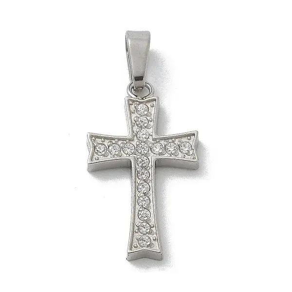 304 Stainless Steel Micro Pave Cubic Zirconia Pendants