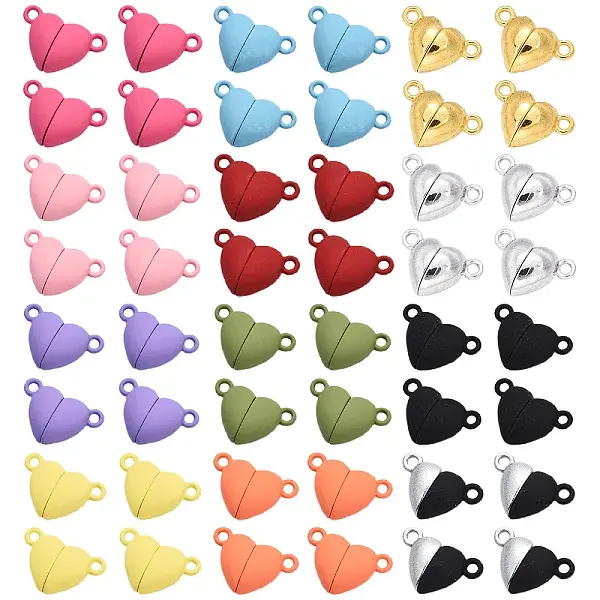 48 Sets 12 Styles Spray Painted Alloy Magnetic Clasps