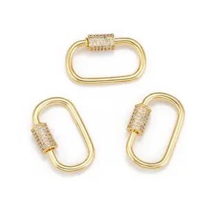 Brass Micro Pave Cubic Zirconia Screw Carabiner Lock Charms