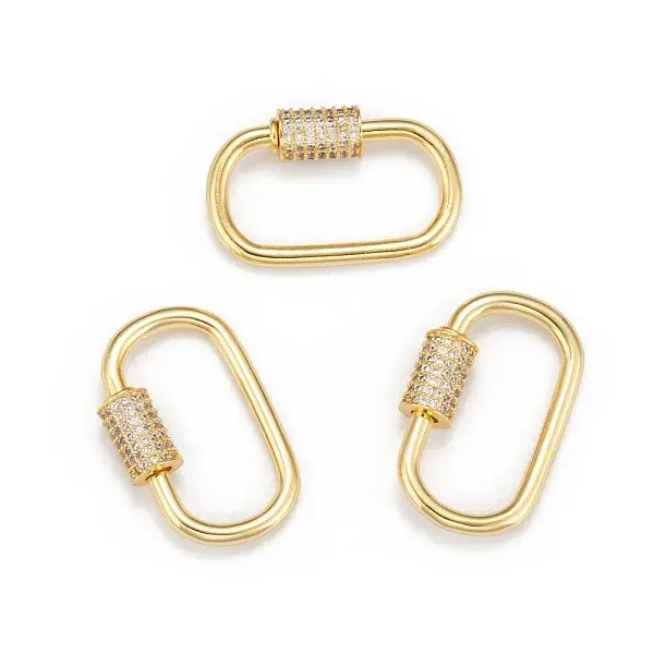 Brass Micro Pave Cubic Zirconia Screw Carabiner Lock Charms
