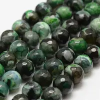 Faceted Natural Fire Crackle Agate Beads Strands