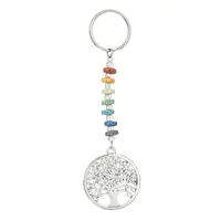 Chakra Natural Lava Rock & Alloy Tree of Life Pendant Keychain