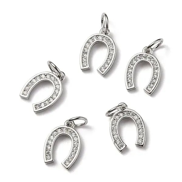 CZ Brass Micro Pave Cubic Zirconia Horse Shoe Charms